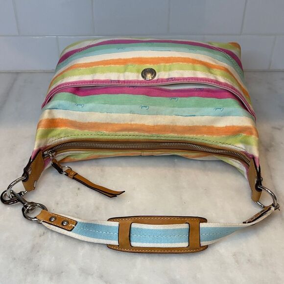 Coach Y2K Hampton Pastels Watercolor Stripe Hobo Shoulder Bag - Picture 11 of 16